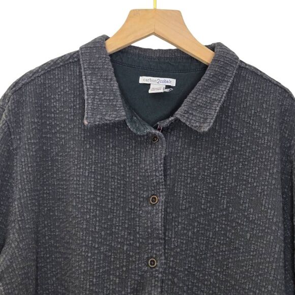 Carbon 2 Cobalt Women's Creekside Knit Shirt Size XL Button Down Textured - Picture 2 of 4